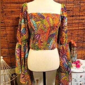 Authentic Live 4 Truth Multicolor Boho Blouse (can be worn on or off the shoulde